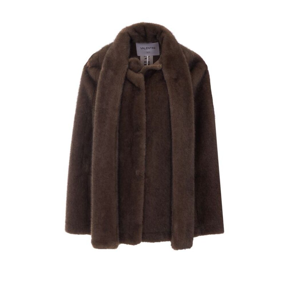 Valentini 1972 Women Mink Effect Eco Fur Coat With Scarf